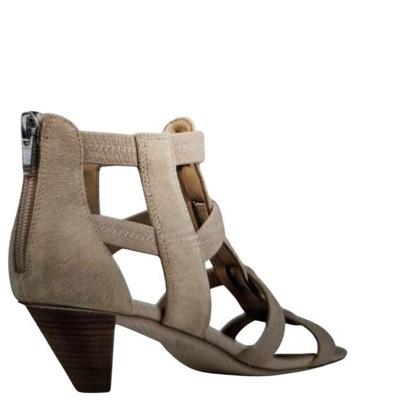 NWT Donald J. Pliner Leather Caged Strap Sandal w 2" heel. 8M SAND - Picture 2 of 13